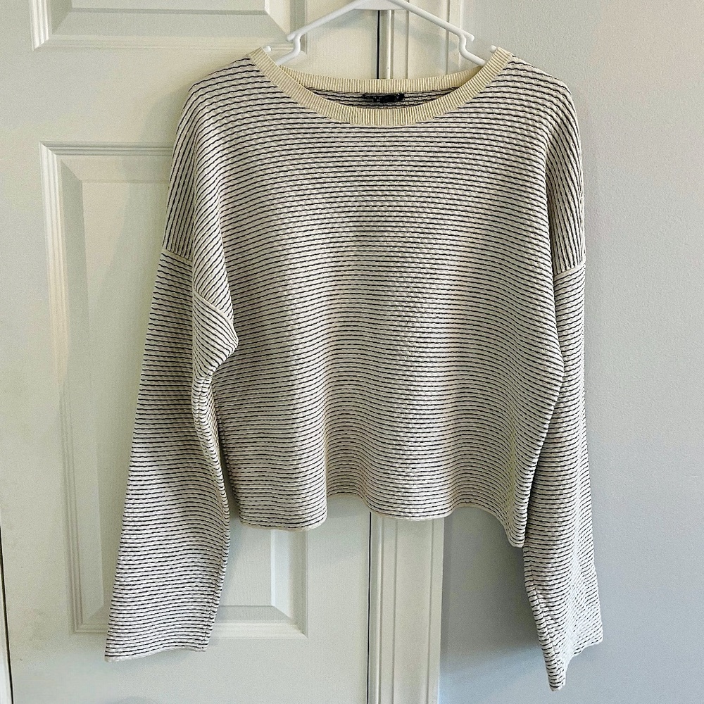 Striped Cream and Black Women's Sweater